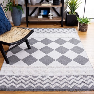 Augustine 5' x 7' Ivory/Grey Flat Woven Synthetic Area Rug