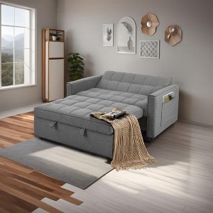 NicBex Couches for Living Room Pull-Out Sofa Bed Woven Polyester Fabric Upholstered Sleeper Sofa Couch with Solid Wood Frame, Gray - 1 of 4