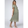 PinkBlush Light Olive Leaf Print Pleated Maternity Midi Dress - 3 of 4