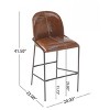 Set of 2 Upholstered Bar Stools with Backs, Metal Frame Counter Height Chairs, Modern Faux Leather Barstool for Kitchen-The Pop Home - 3 of 4