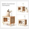 Mewoofun Large Cat House Wooden Cat TV Condo Cat Bed Indoor,with Scratching Pad and Cushion, Brown, 19.7"x15.7"x11.4" - 3 of 4