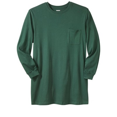KingSize Men's Big & Tall Shrink-Less Lightweight Longer-Length Long-Sleeve Crewneck Pocket Tee