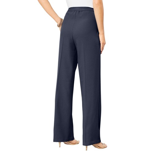 Roaman s Women s Plus Size Wide Leg Bend Over Pant 28 W Navy