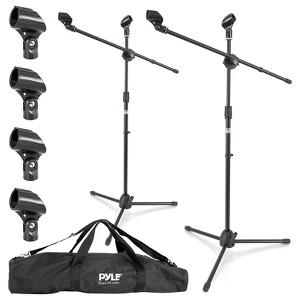 Pyle Pro Adjustable Universal Microphone Anti-Slip Tripod Stands with Convenient Portable Carry Bag, Set of 2 - 1 of 4