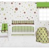 Bacati - Mod Dots Stripes Green Yellow Beige Brown 6 pc Crib Bedding Set with Long Rail Guard Cover - 2 of 4