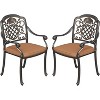 2Pcs Outdoor Stackable Dining Chairs with Cushions, All-Weather Cast Aluminum Patio Bistro Dining Chairs for Garden Deck Backyard , Dark Bronze - 2 of 4