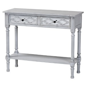 Baxton Studio Gellert Wood 2 Drawer Console Table Gray/Mirror: Traditional Design, Carved Detailing, Storage Shelf - 1 of 4