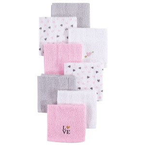 Hudson Baby Infant Girl Super Soft Cotton Washcloths, Love, One Size - 1 of 1