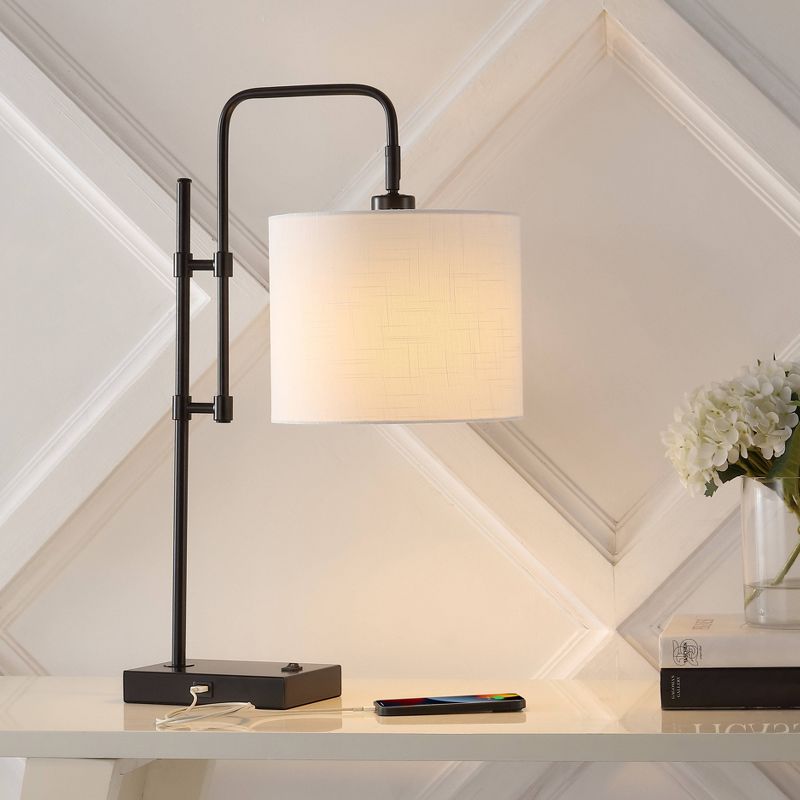 24.75&#34; Edris Industrial Designer Metal Task Lamp with USB Charging Port (Includes LED Light Bulb) Black - JONATHAN Y, 2 of 12