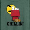 Women's - Peanuts - Snoopy Chillin Halloween Lightweight French Terry Wide Neck Long Sleeve Graphic Shirt - 2 of 4