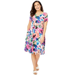 Woman Within Plus Size Short Crinkle Dress - 1 of 4