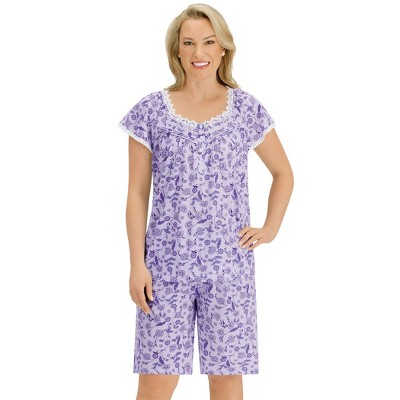 Collections Etc Floral Pattern Cap Sleeve Top & Shorts 2-Piece Pajama Set