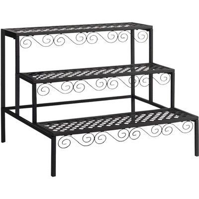 Tierra Garden Three-Tier Indoor/Outdoor Plant Stand – Versatile Steel Design with Scrollwork