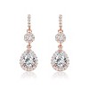 Guili Sterling Silver Rose Gold Plated Drop Earrings with Clear Pear and Round Cubic Zirconia and a Halo Cluster, a Chic and Feminine Accent - 3 of 3