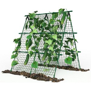 4ft x 4ft Metal A-Frame Garden Trellis with Netting - Plant Support for Climbing Plants, Fits Raised Beds - 1 of 4