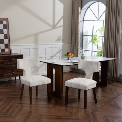Set of 2 Upholstered Dining Chairs with Rubber Wood Legs, Modern Armless Accent Chairs for Dining Room, Living Room, or Kitchen-Tanpinhause