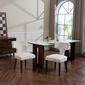 Set of 2 Upholstered Dining Chairs with Rubber Wood Legs, Modern Armless Accent Chairs for Dining Room, Living Room, or Kitchen-Tanpinhause - 1 of 4