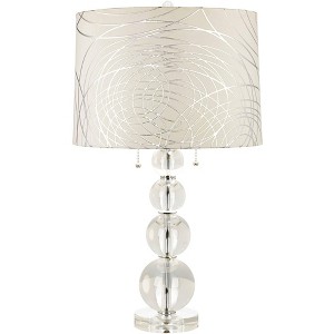 Vienna Full Spectrum Modern Table Lamp 26.5" High Clear Crystal Stacked Spheres Off White Drum Shade for Living Room Family Bedroom Bedside - 1 of 4