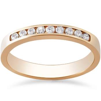 Pompeii3 Rose Gold 1/4ct Round Diamond Wedding Ring 14K