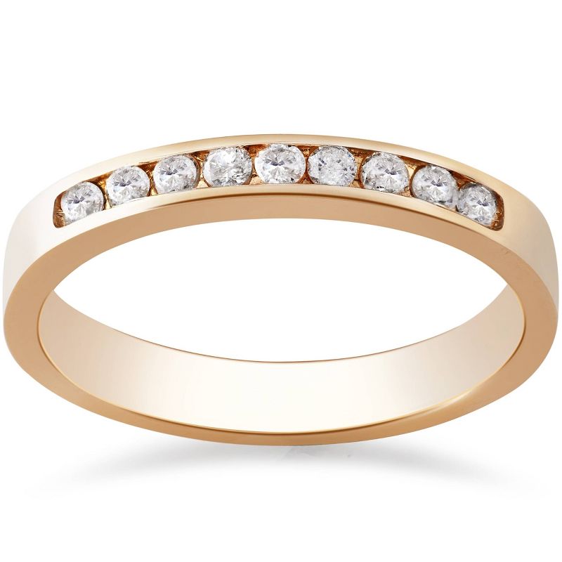 Pompeii3 Rose Gold 1/4ct Round Diamond Wedding Ring 14K, 1 of 4
