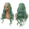 Unique Bargains Women's Long Body Wave Lace Front Wigs with Wig Cap 24" Light Green 1PC - 3 of 4