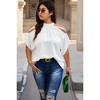 I AM A FASHION JUNKY Plus Halter Open Shoulder Bat Sleeves Loose Top - 2 of 4