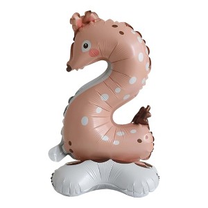 Unique Bargains Standing Animal Print Number Balloon Foil Decoration for Party Colorful - 1 of 4