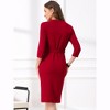 INSPIRE CHIC Women's Pencil 3/4 Sleeve Belted Slit Retro Business Sheath Midi Dress - 3 of 4