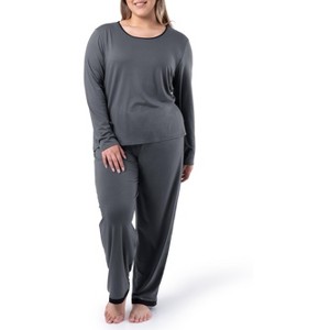 Fruit of the Loom Women's and Women's Plus Long Sleeve Pajama Set - 1 of 4