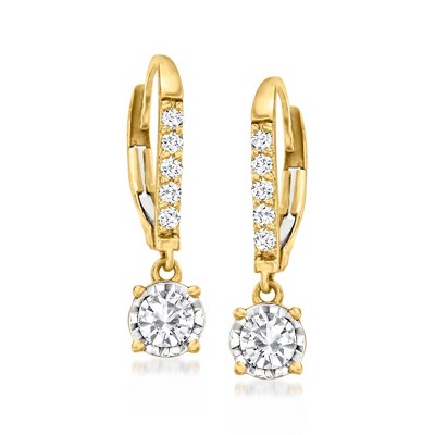 Ross-Simons 0.50 ct. t.w. Diamond Drop Earrings in 14kt Yellow Gold