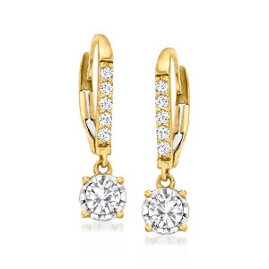 Ross-Simons 0.50 ct. t.w. Diamond Drop Earrings in 14kt Yellow Gold - 1 of 3