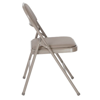 Hercules Series Double Braced Gray Vinyl Metal Folding Chair - 4 Pack