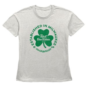 Women's Pabst Blue Ribbon Shamrock Established in Milwaukee T-Shirt - 1 of 3