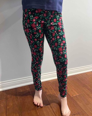 Girls' Holiday 'floral' Leggings - Cat & Jack™ Black S Slim : Target