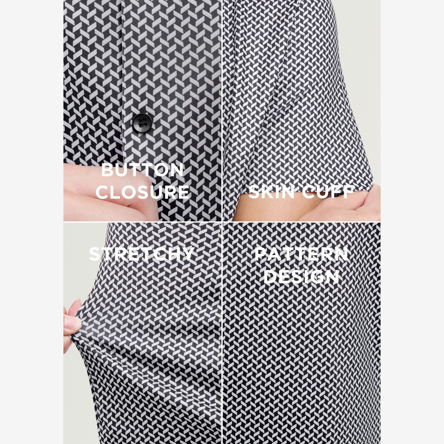 Мужская рубашка X RAY Herringbone Print Short Sleeve Button-Up, цвет: Чёрный — фото 5