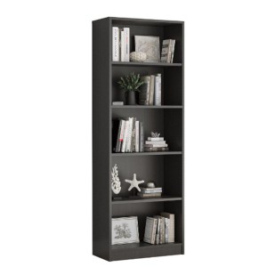 Infurnic Decorative Bookshelf, Tall Modern Wood Bookshelf with 5 Shelves, for Living Room or Library Bookcase, Gray, 11.6"*24.4"*68.9" - 1 of 4