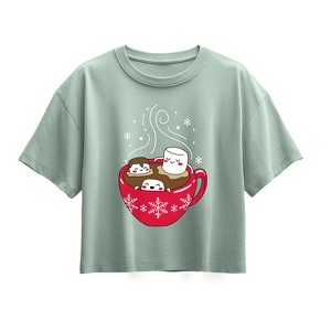 Girls' - Instant Message - Marshmallow Hot Tub Short Sleeve Boxy Graphic T-Shirt - 1 of 2