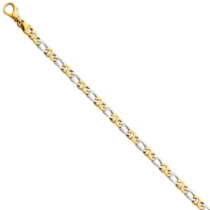 Black Bow Jewelry 14K White & Yellow Gold, 4.8mm Fancy Link Chain Bracelet, 7 Inch - 1 of 4