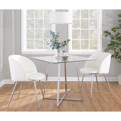 36" Clear Glass and Chrome Square Dining Table