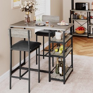 Dining Table Set for 2, Kitchen Table and Upholstered Chairs for 2, 3 Piece Counter Height Bar Table Set - 1 of 4