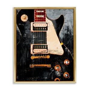 Stupell Industries Vintage Electric Guitar Music Notes Floating Frame Canvas Art - 1 of 4