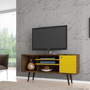 Sapphtopaz Modern TV Stand for TVs Up to 55" with Storage Cabinet&Open Shelves Entertainment Center with Splayed Wood Leg for Living Room - 1 of 4