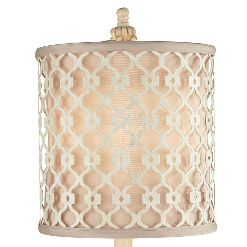 Regency Hill French Candlestick Traditional Buffet Table Lamp 34" Tall Vintage Ivory with USB Charging Port Double Shades for Bedroom Living Room Home, 3 of 10