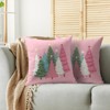 Pink Christmas Pillow Covers 18X18 Set of 2, Colorful Xmas Tree Print Winter - 4 of 4