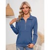 Women's Casual Long - Sleeve Collared Half - Zip Pullover Sweatshirt, Comfortable Top for Daily and Sports Wear - 2 of 4