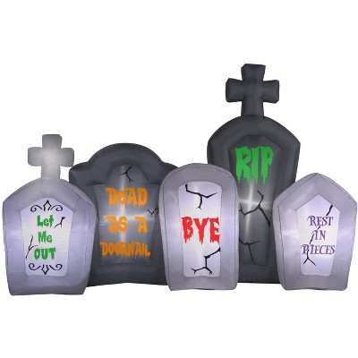 Occasions 6' Inflatable Flashing Lights Tombstone Scene, 4 ft Tall, Multicolored
