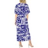 LA LEELA Women's House Daily Routine Evening Wear Vacation Holiday Casual Loungewear Loose Slit Dress Caftan Long Boho Night Shirts 2X-3X Blue, Turtle - 4 of 4