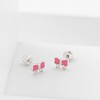 Girls' Pretty in Pink Bow Screw Back Sterling Silver Earrings - In Season Jewelry - 4 of 4
