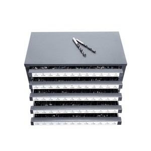 VEVOR Drill Bit Dispenser Cabinet, Five-Drawer Drill Bit Organizer Cabinet for #1 to #60 Steel Drill Dispenser Organizer Cabinet with Labels, Black - 1 of 4