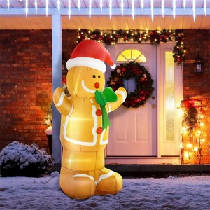SEVOBAL Inflatable Holiday Decorations Christmas Inflatable Gingerbread Man Xmas Blow Up Yard Decor Christmas Inflatable Decor, Brown , 42"*30"*72" - 1 of 4